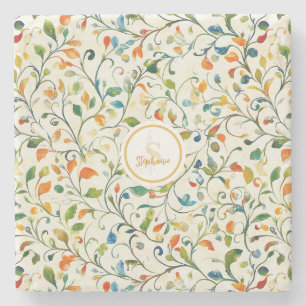 Vintage-Inspired Colourful Paisley Leaf Pattern (2 Stone Coaster