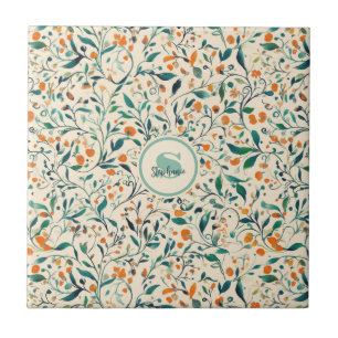 Vintage-Inspired Colourful Paisley Leaf Pattern (3 Ceramic Tile