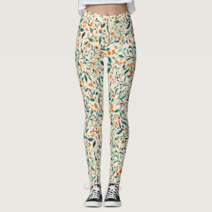 Vintage-Inspired Colourful Paisley Leaf Pattern (3 Leggings