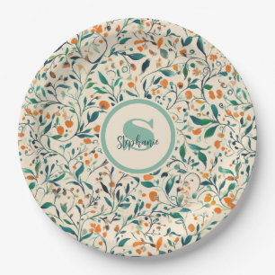 Vintage-Inspired Colourful Paisley Leaf Pattern (3 Paper Plate