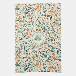 Vintage-Inspired Colourful Paisley Leaf Pattern (3 Tea Towel