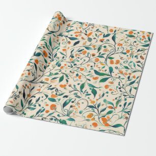 Vintage-Inspired Colourful Paisley Leaf Pattern (3 Wrapping Paper
