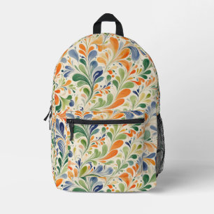 Vintage-Inspired Colourful Paisley Leaf Pattern (4 Printed Backpack