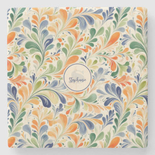 Vintage-Inspired Colourful Paisley Leaf Pattern (4 Stone Coaster
