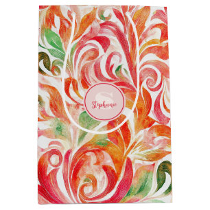 Vintage-Inspired Colourful Paisley Leaf Pattern (5 Medium Gift Bag
