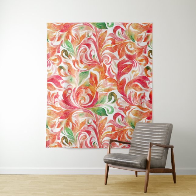 Vintage-Inspired Colourful Paisley Leaf Pattern (5 Tapestry (In Situ)