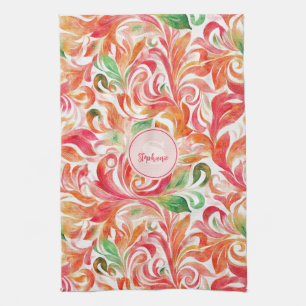Vintage-Inspired Colourful Paisley Leaf Pattern (5 Tea Towel