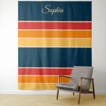 Vintage-Inspired Colourful Stripes Design Tapestry