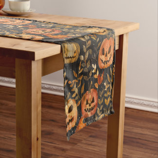 Vintage-Inspired Cute Halloween Pumpkins - Rustic Short Table Runner