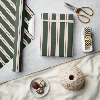Vintage Inspired Dark Green, Beige and Dark Red Wrapping Paper