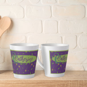Vintage Inspired Elegant Purple Floral Latte Mug