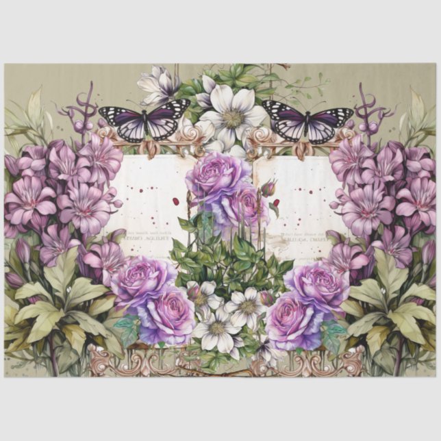 Vintage Inspired Floral Collage Decoupage Tissue Paper (Front)