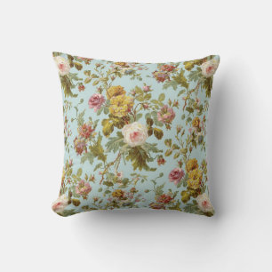 Vintage Inspired Floral Roses Pattern Cushion