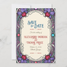 Vintage Inspired Floral Save the Date Card 