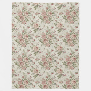 Vintage Inspired Floral Warm and Stylish Retreat Fleece Blanket
