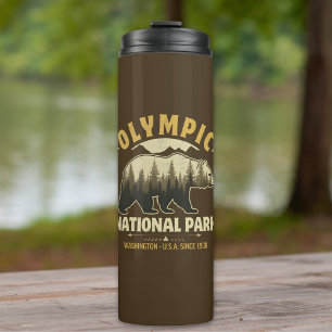 Vintage-Inspired Forest at Olympic National Park Thermal Tumbler