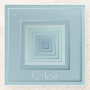 Vintage Inspired Geometric Squares Glass Coaster