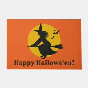 Vintage Inspired Halloween Flying Witch Doormat