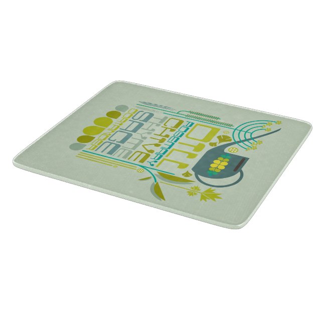 Vintage inspired, kitchen garden, herb cutting board (Corner)