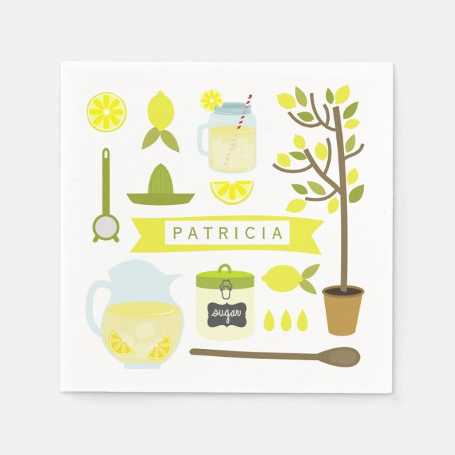 Vintage Inspired Lemonade Pattern Napkin (Front)