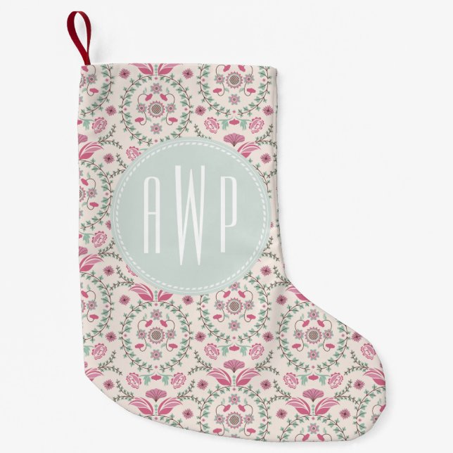 Vintage Inspired Monogram Christmas Stocking (Front)