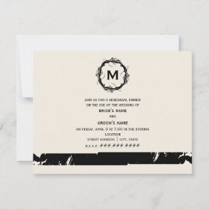 Vintage Inspired Monogram Rehearsal Dinner - Black Invitation