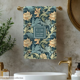 Vintage Inspired Morris Style Personalised Floral  Bath Towel Set