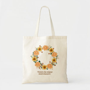 Vintage-Inspired Orange Floral Wreath Tote Bag