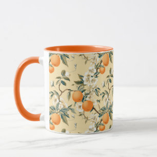 Vintage-Inspired Orange Grove Floral Patterned Mug