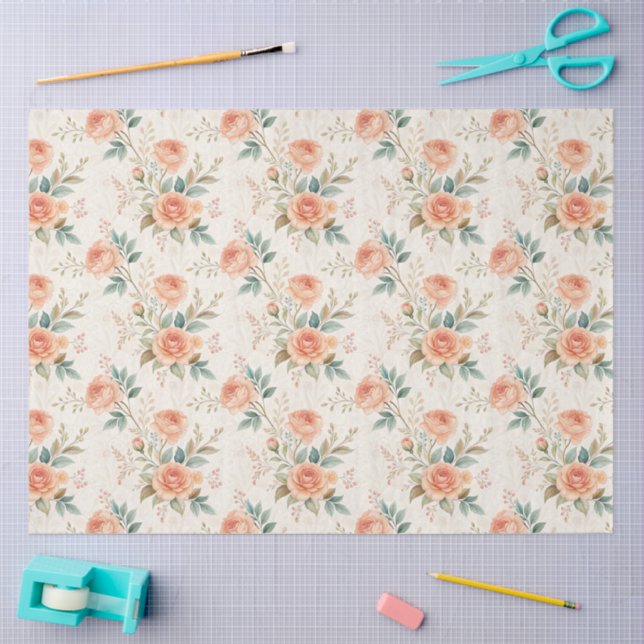 Vintage Inspired Pastel  Florals Decoupage Tissue Paper (Craft)