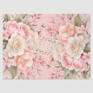 Vintage Inspired Pastel Pink Floral Decoupage Tissue Paper