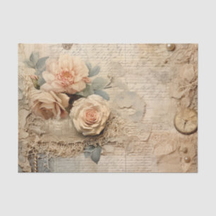 Vintage Inspired Peach Rose Pearls Tissue Paper