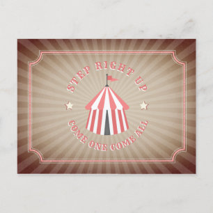 Vintage Inspired Pink Circus Tent Birthday Invitation Postcard