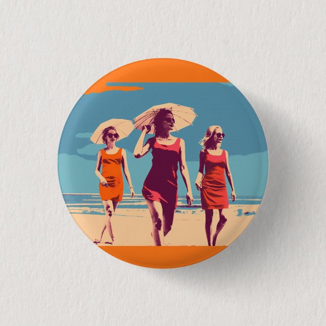 Vintage inspired, retro badge, pin, button (Front)