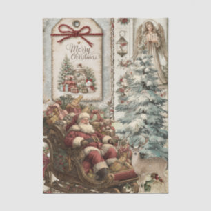 Vintage Inspired Santa Claus Collage Decoupage Tissue Paper