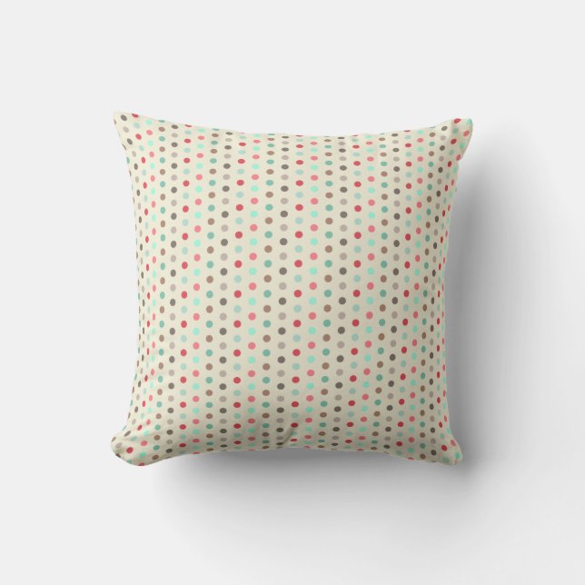 Vintage Inspired Small Polka Dots Pattern Cushion (Front)