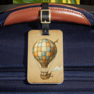 Vintage-inspired Steampunk Hot Air Balloon Luggage Tag
