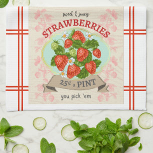 Vintage Inspired Strawberry Tea Towel
