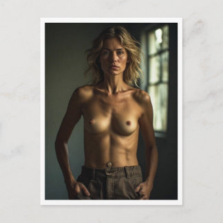 Vintage-Inspired Topless Pinup Postcard | Blonde