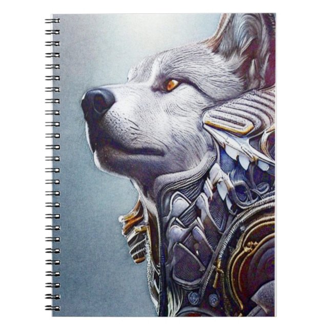Vintage-Inspired Wolf Head Art - Nostalgic Notebook (Front)
