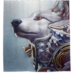 Vintage-Inspired Wolf Head Art - Nostalgic Shower Curtain