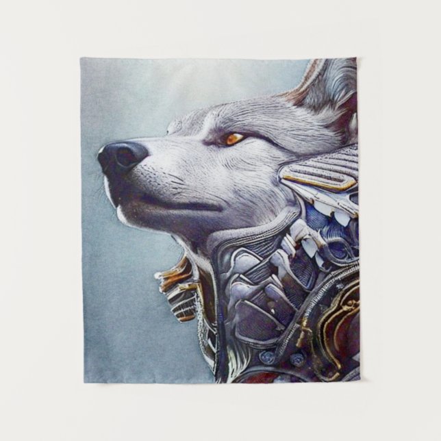 Vintage-Inspired Wolf Head Art - Nostalgic Tapestry (Front)