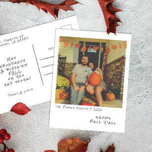 Vintage Instant Photo - Faux Foil Leaves Garland Holiday Postcard