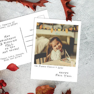 Vintage Instant Photo - w/ Autumn Leaves Garland Holiday Postcard