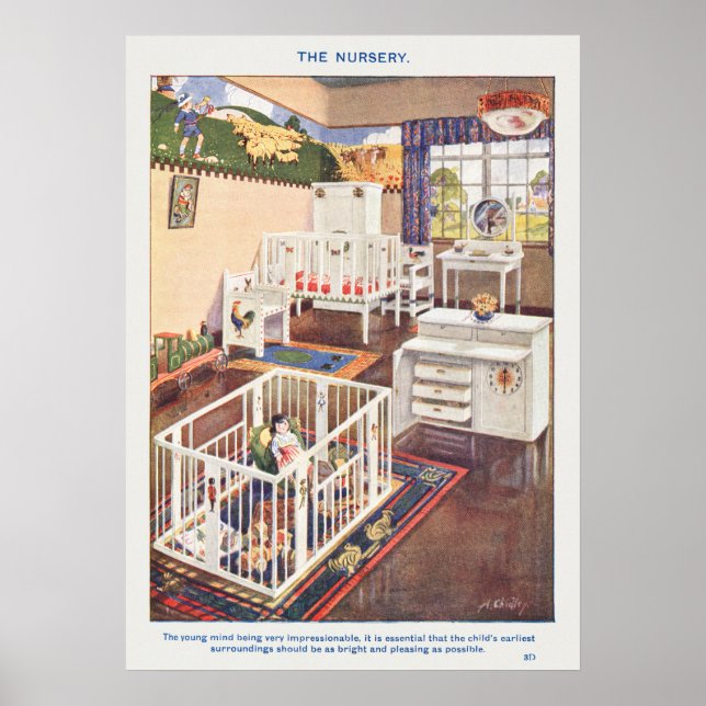 Vintage Interior Design Illustration Poster (Front)