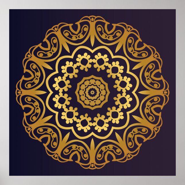 Vintage Invitation card with Mandala pattern. Deco Poster (Front)