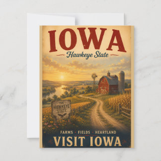 Vintage Iowa Heartland Farm Landscape Travel Poste Card
