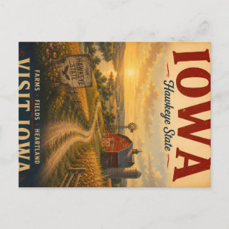 Vintage Iowa Heartland Farm Landscape Travel Poste Holiday Postcard