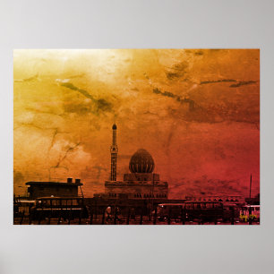 Vintage Iraq Baghdad Buniya Mosque Poster