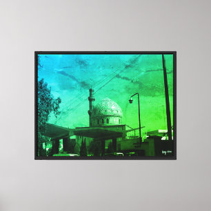 Vintage Iraq Baghdad Gas station at mosque Canvas Print